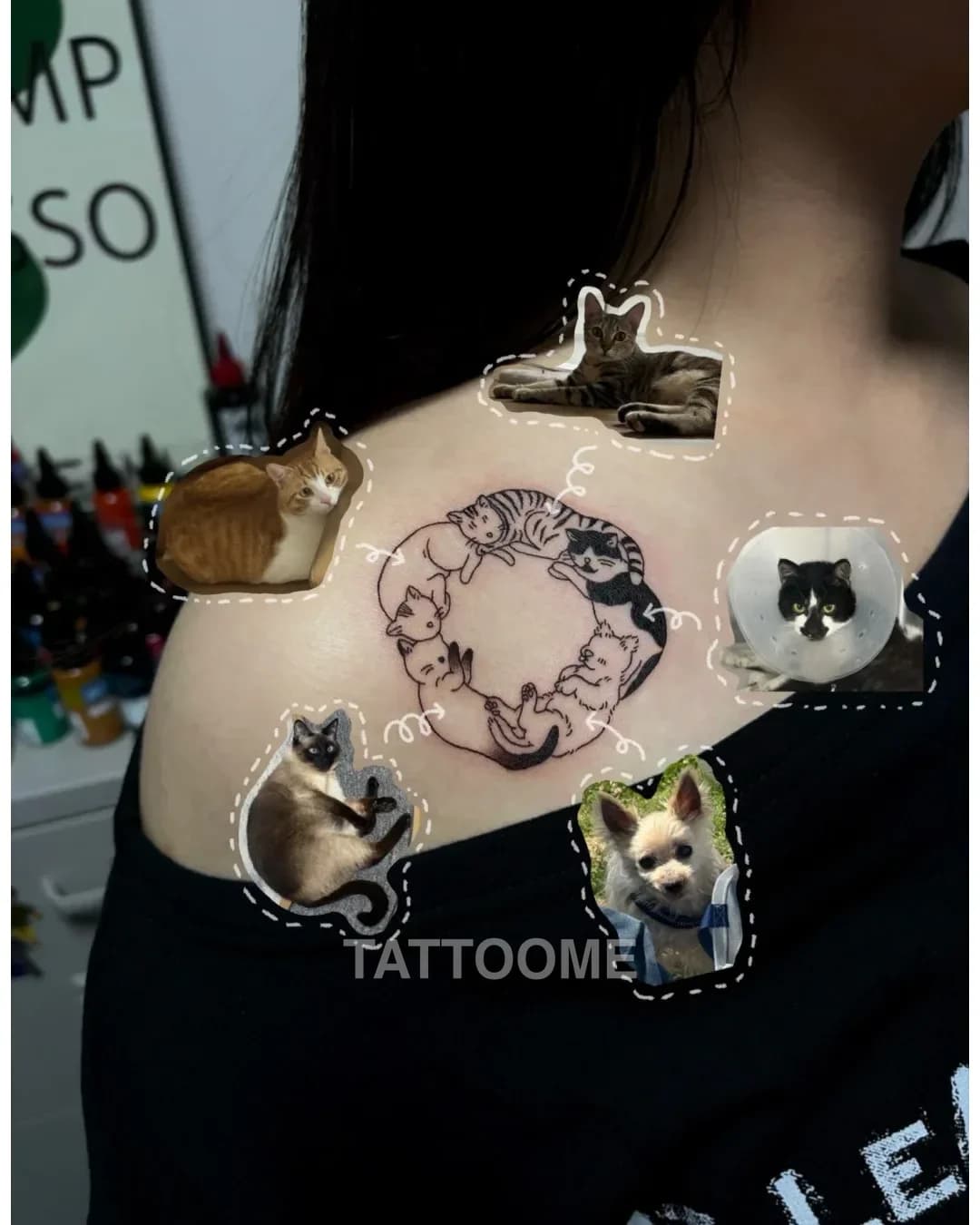라인워크 고양이 - nockda_tattoo