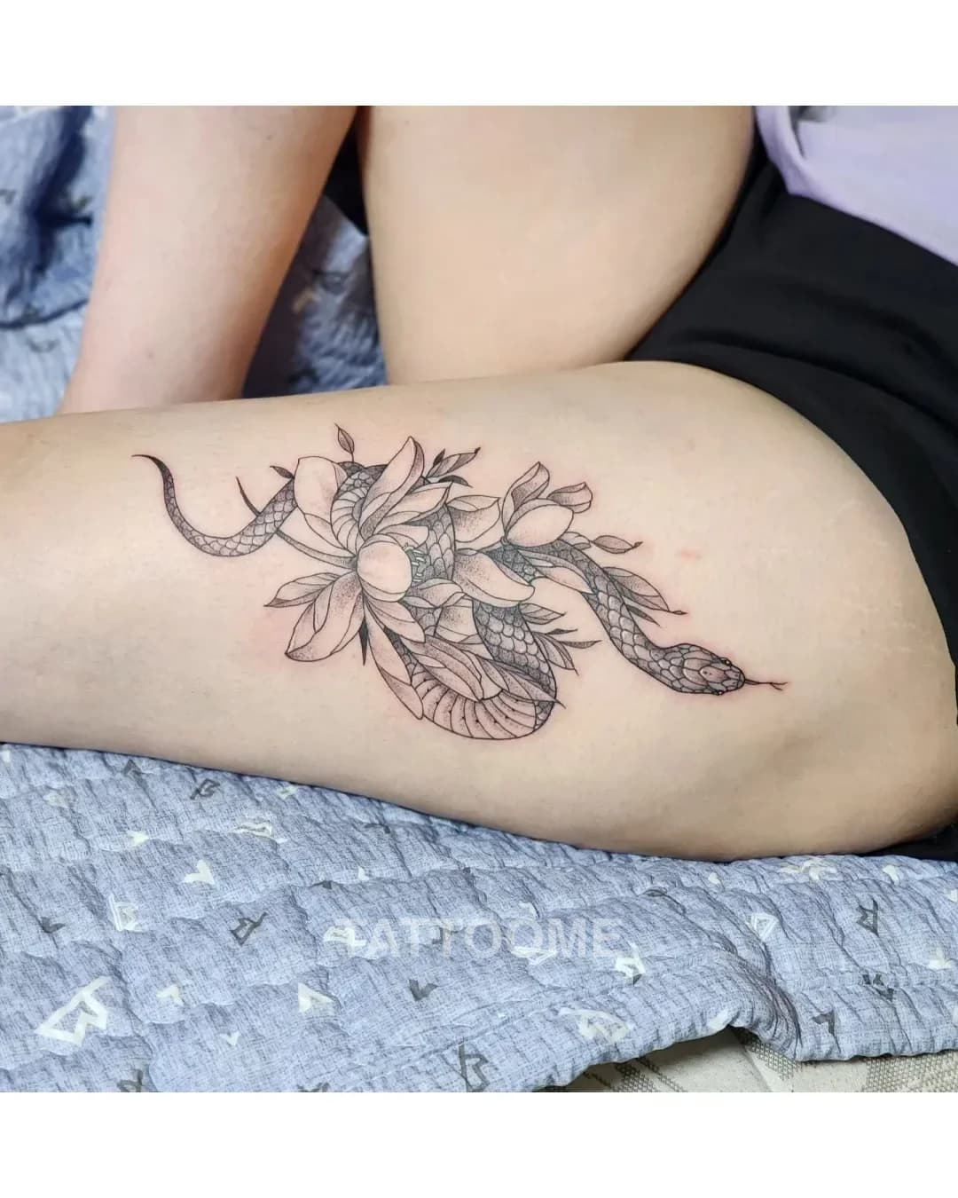 블랙워크 뱀 - habiletattoo
