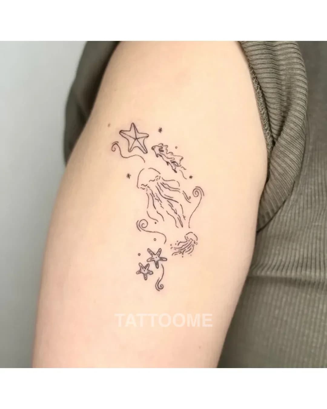 라인워크 해파리 - yun.seul_tattoo