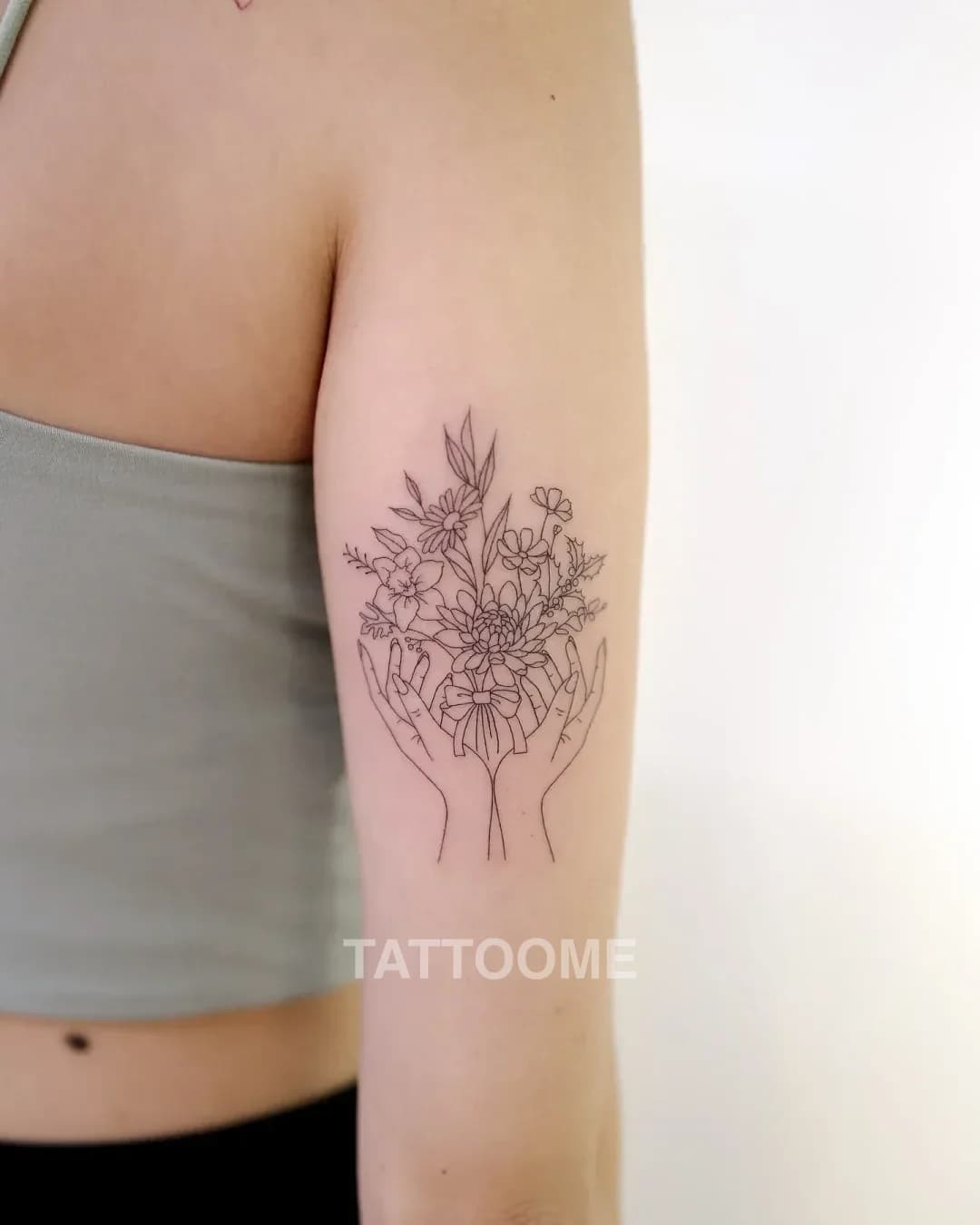 라인워크 꽃다발 - lime_tattoo