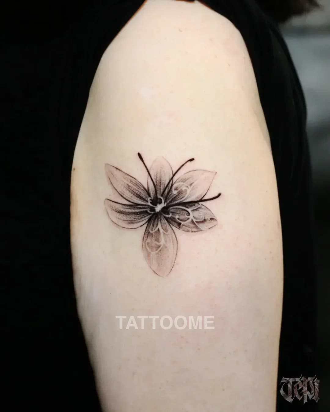 블랙워크 꽃 - tepi_tattoo