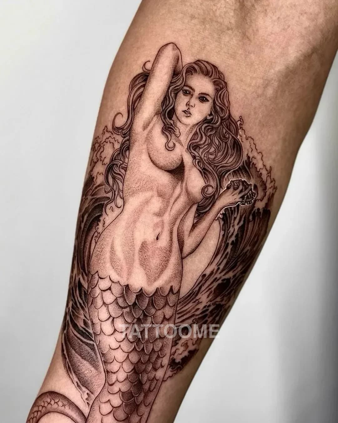 블랙앤그레이 인어 - nero_tattooer 2