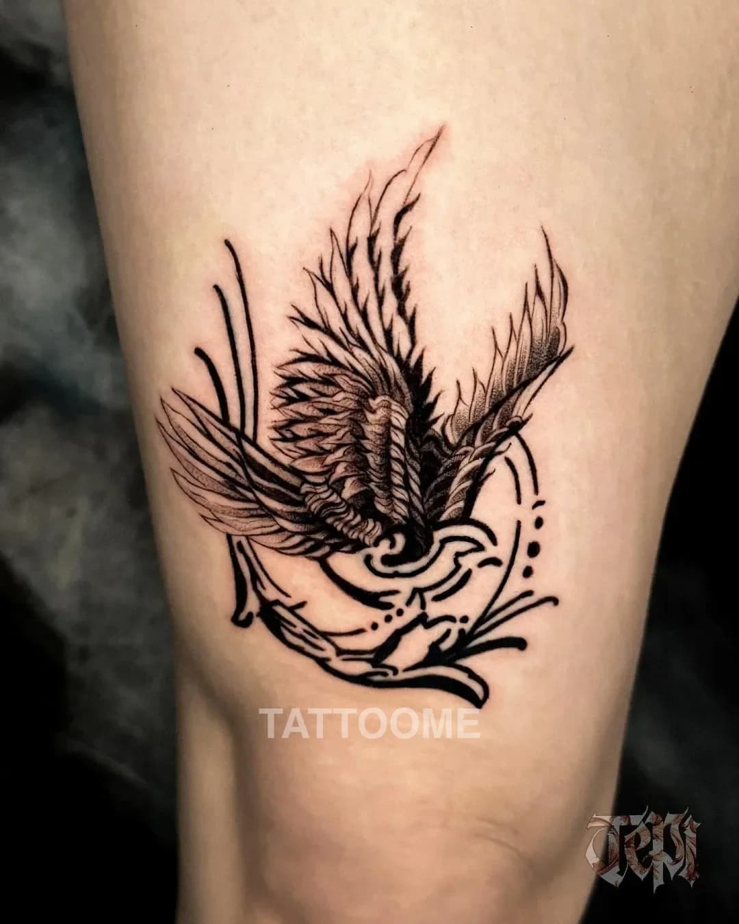 블랙워크 새 - tepi_tattoo