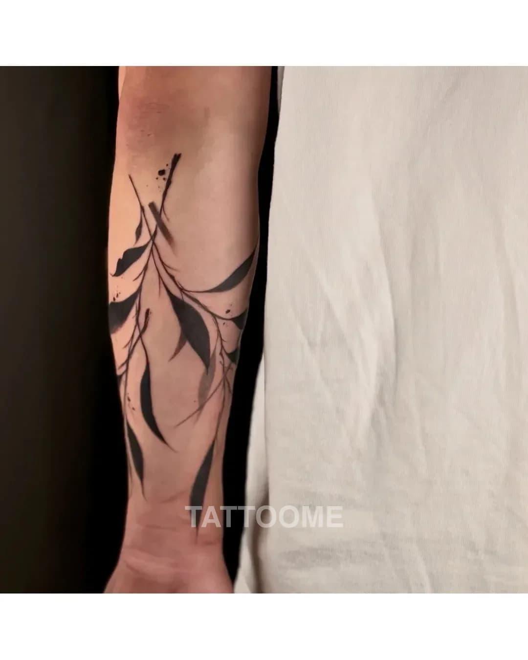 블랙앤그레이 나뭇잎 - tattooist.xoya